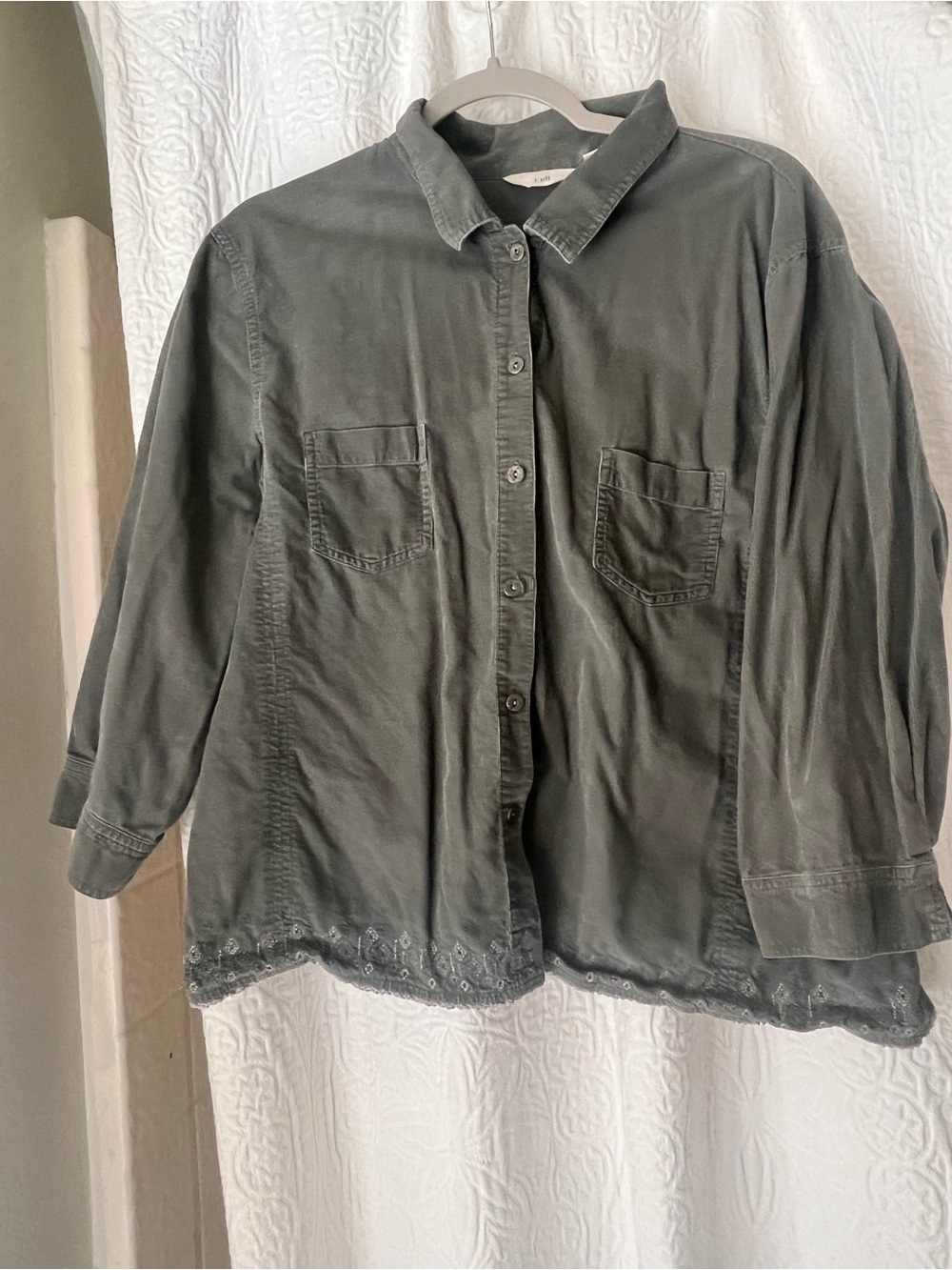 J. Jill Olive Green Button-Front Utility Jacket